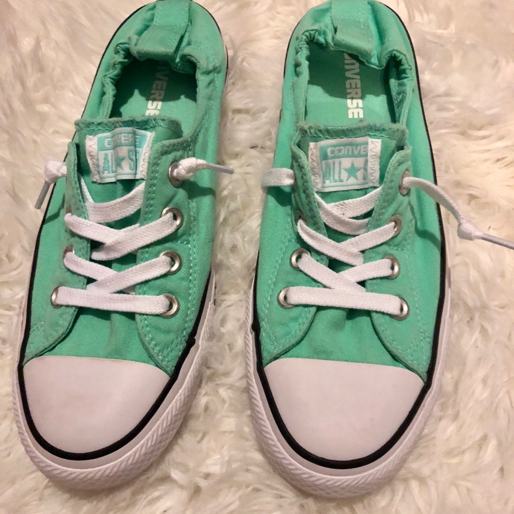 Teal aqua turquoise converse sneakers size 9